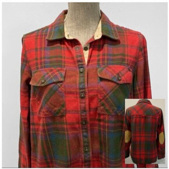 Roots red and green plaid button-down shirt Size Medium - Picture 2 of 16